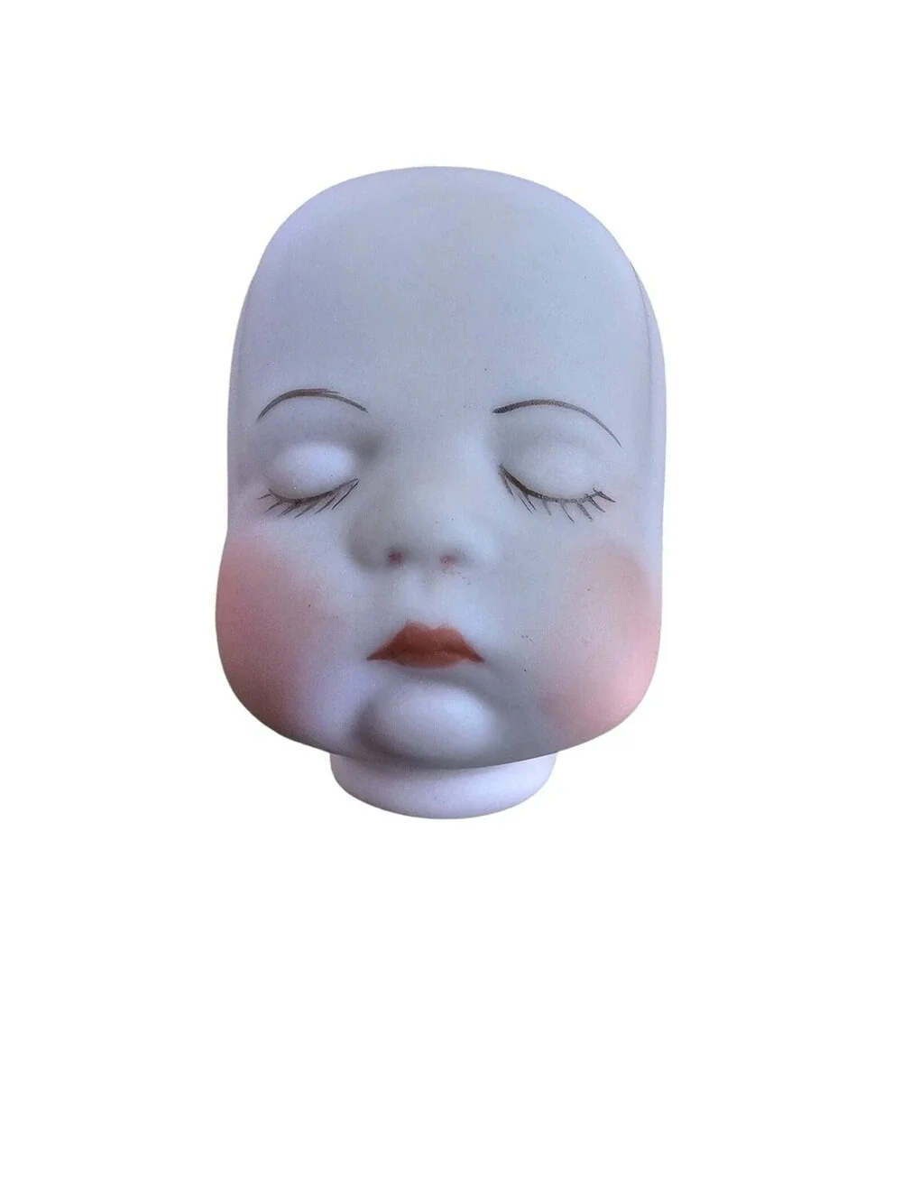 Vtg Hand Painted Bisque Doll Bust Head Small Sleeping Baby Closed Eyes Germany